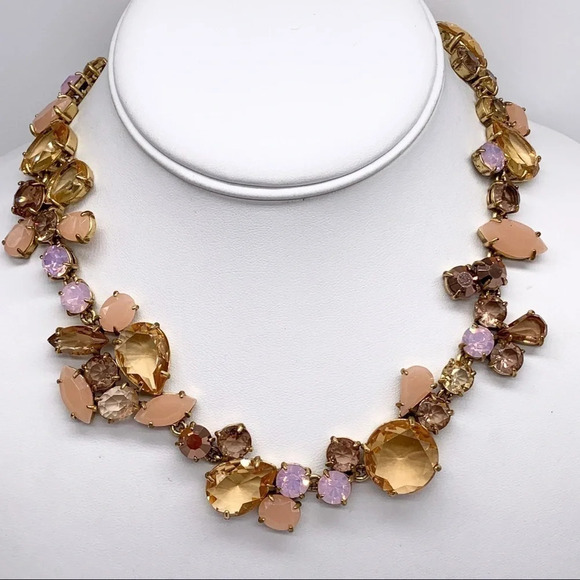 J. Crew Crystal Foliage Peach Necklace - Picture 1 of 7